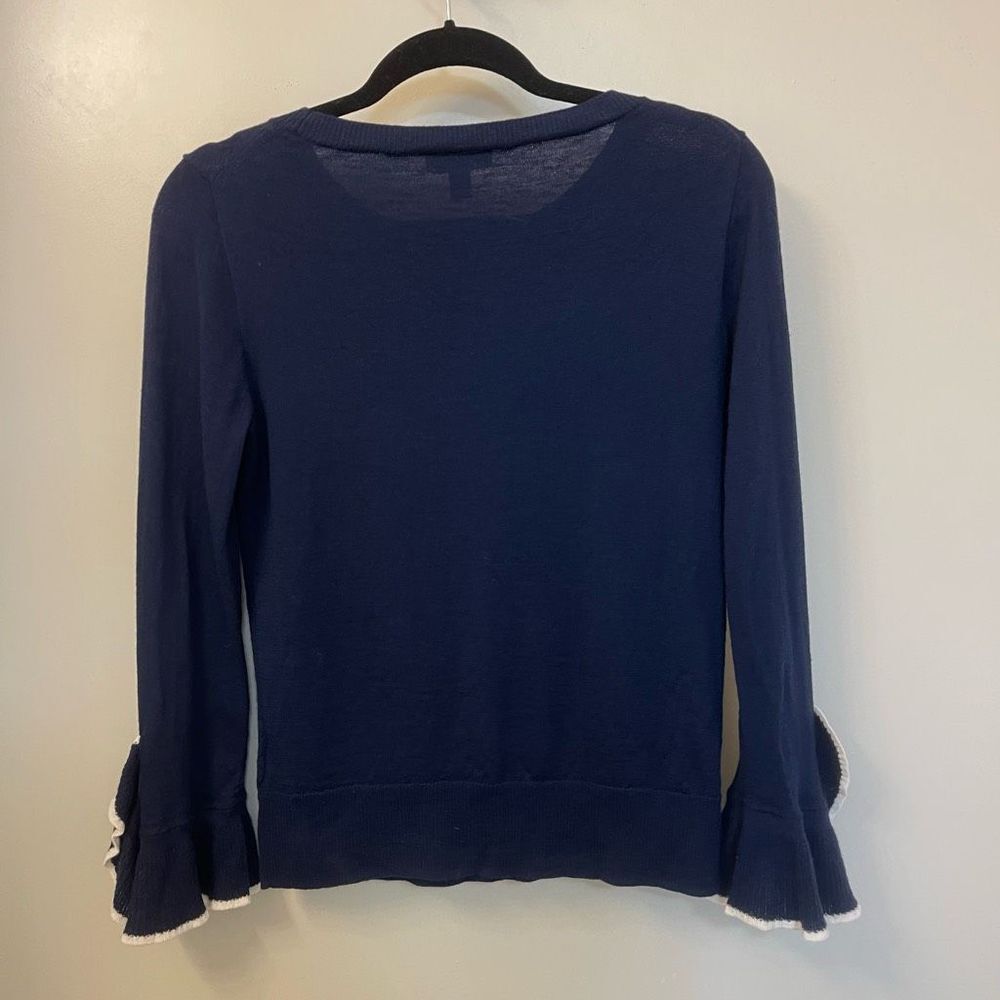 J.Crew NWOT Women 100% Merino Wool Navy Long Sleeve Raffle Sz S - Picture 4 of 5